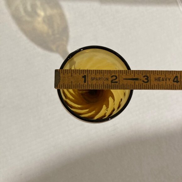 Vintage Amber Swirl Wine Cordial Glasses Blown Glass Set Of 4 - Picture 5 of 5